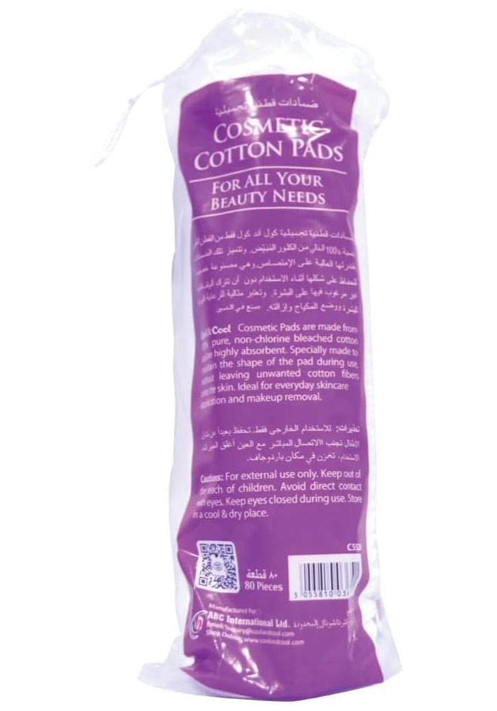 Cool & Cool 100% Pure Cotton Cosmetic Pads - 80 Count - Image 4